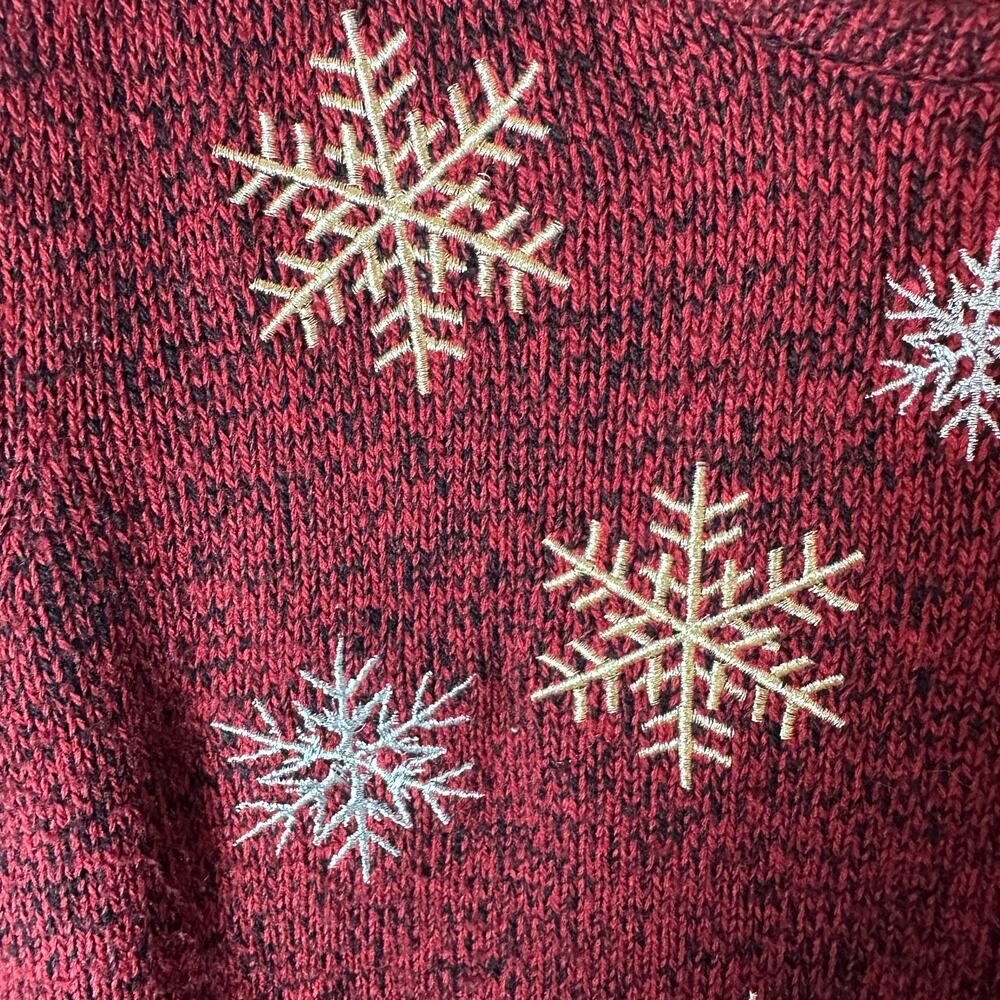 Croft & Barrow women’s Christmas sweater holiday snowflakes winter embroidered - Picture 3 of 9